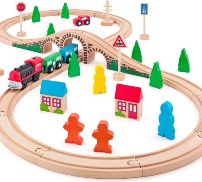 Woody Pista ferroviaria a forma di otto con locomotiva elettrica