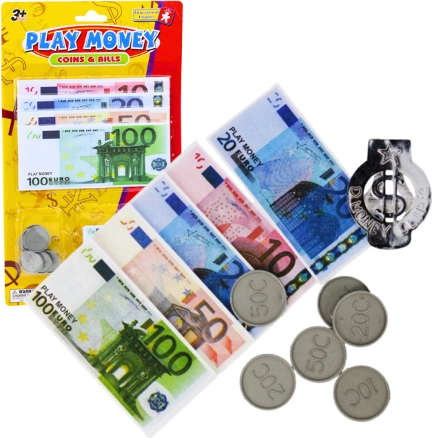 Toy Set Euro Money Banknotes and Coins