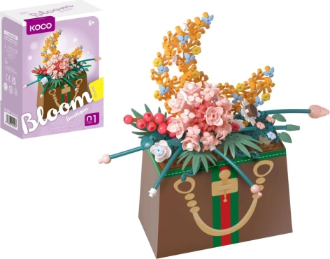 Klocki mini KOCO – kwiat w torebce, plastik, 245 elementów