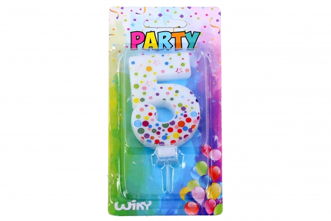 Party Candle Number 5 Polka Dots