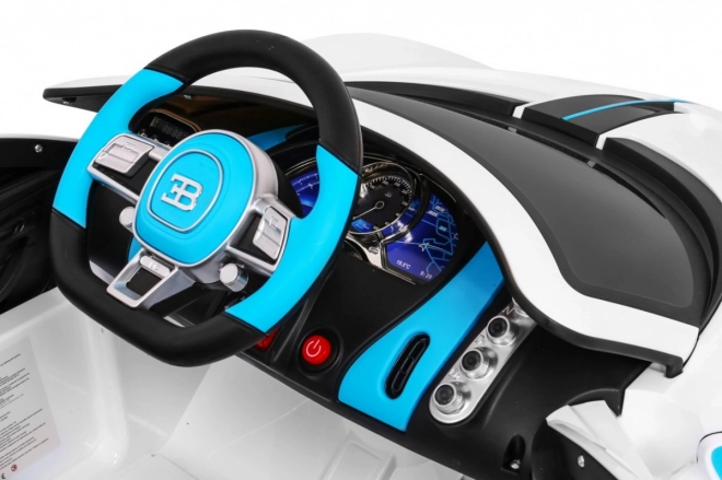 Bugatti Divo Elektrisches Kinderauto weiß + Fernbedienung + EVA + Langsamer Start + LED MP3