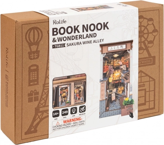 3D Puzzle Bookend Sakura Alley with Wine