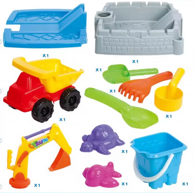 Portable Sandbox WOOPIE Castle with 9 Accessories