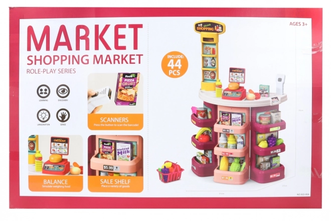 Large Red Supermarket Playset with Cash Register