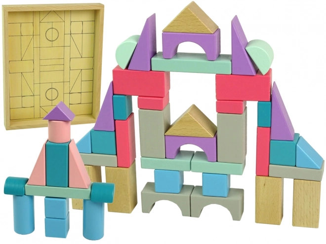 Wooden Blocks Pastel Colors Castle Set