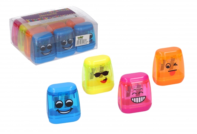 Transparent Pencil Sharpener with Smiley Design