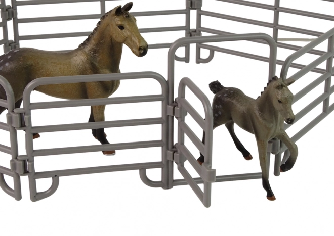 Farm Animal Set with Brown Horses