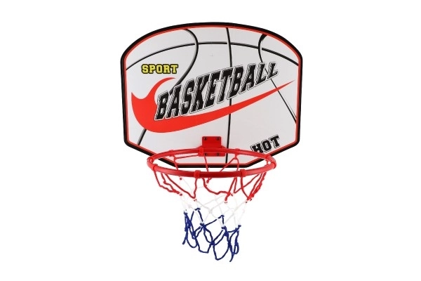 Basketball Set with Wooden Backboard, Ball, and Pump