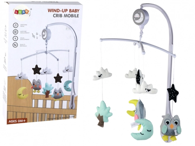 Baby Crib Mobile with Music Box - White