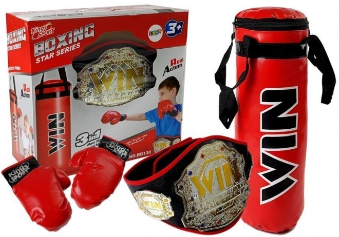 Children's Boxing Set with Gloves and Champion Belt