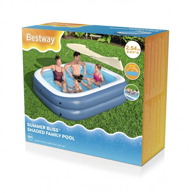 Family Inflatable Pool with UV Protection and Movable Canopy