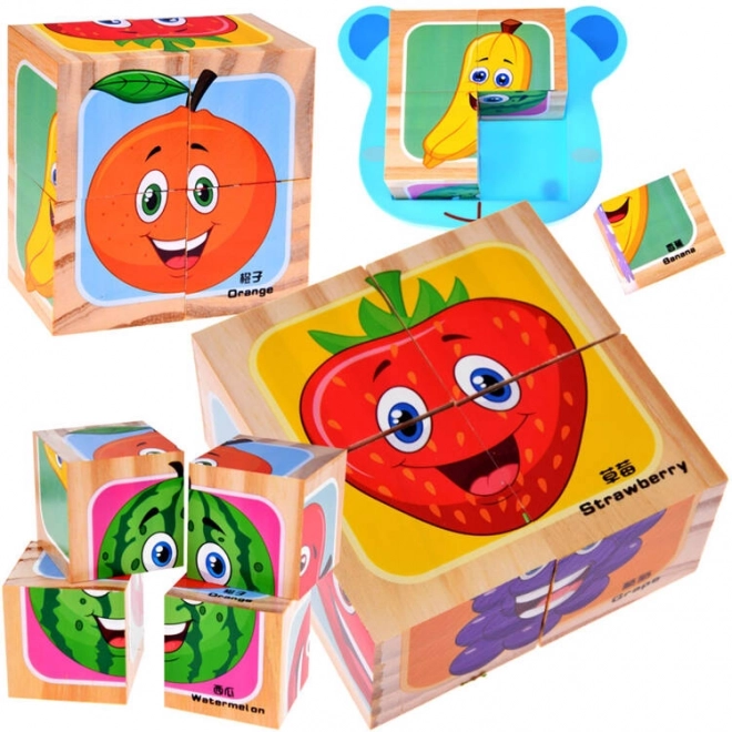 Wooden Fruit Puzzle Blocks Set