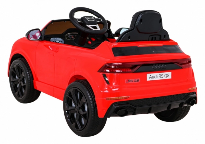 Audi RS Q8 Autobatéria + diaľkové ovládanie + pomalý štart + EVA + LED + MP3 USB – Červená