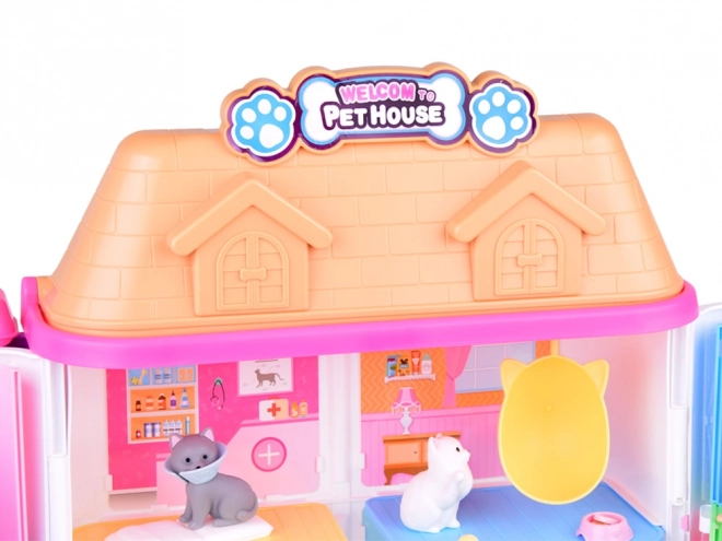 Foldable Pet House Playset with Figures