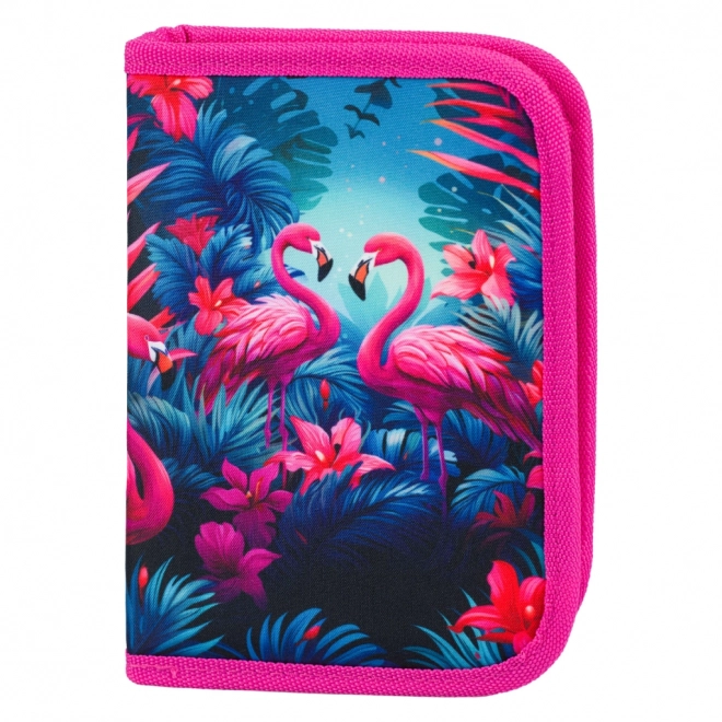 Baagl School Set with Flamingos: Backpack, Pencil Case, Bag