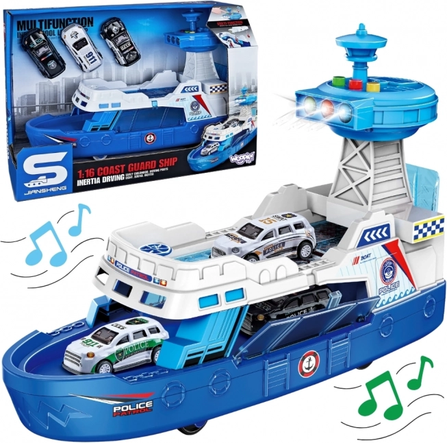 Woopie police patrol boat - scale 1:16 + 3 cars