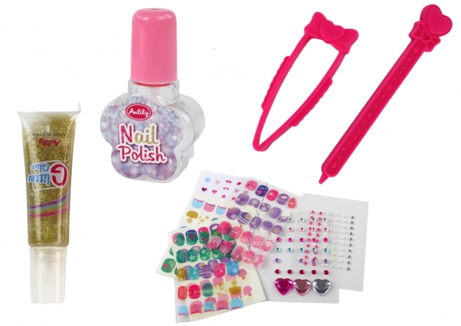 Nail Art Manicure Kit with Stickers and Tips