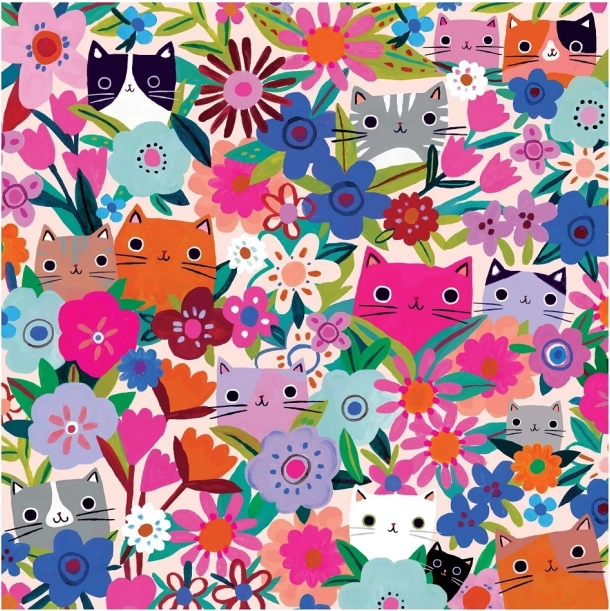 Puzzel Katten in bloemen 500 stukjes