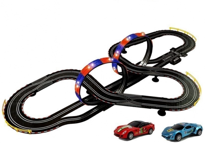 Race Track with 2 Cars Top Turbo Lights