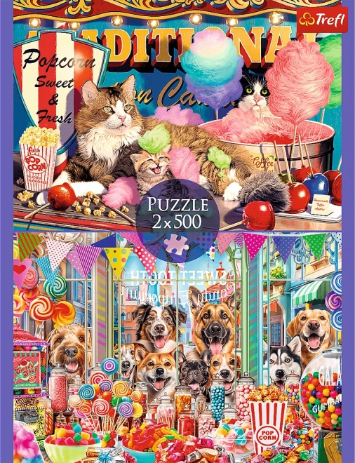 Furry Friends Jigsaw Puzzle Set 2x500 Pieces Cats and Dogs