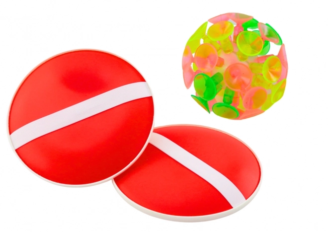 Round Paddle Skill Game with Suction Cup Ball Red