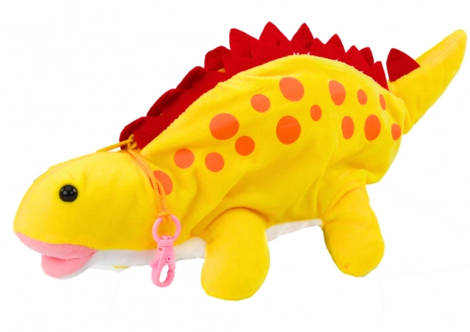 Yellow Dinosaur Plush Pencil Case with Hanging Feature