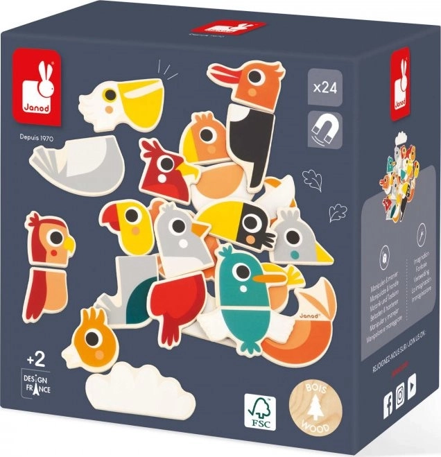 Wooden Magnetic Birds Set by Janod