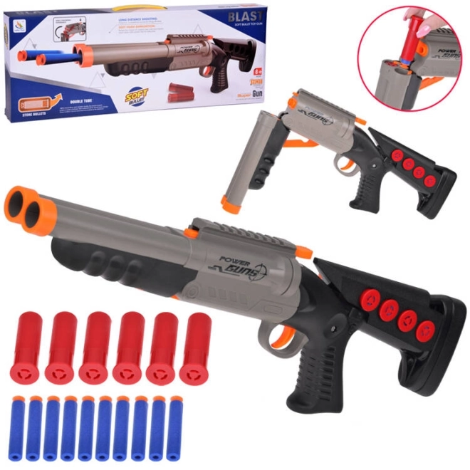 Large Toy Double Barrel Shotgun with Foam Darts