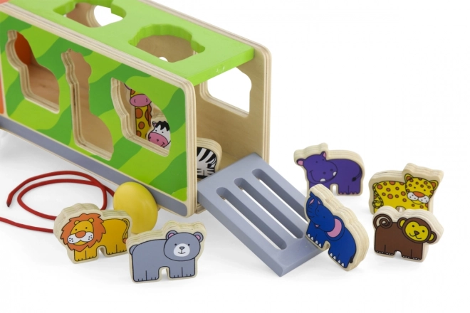 Wooden Toy Truck with Animal Inserts