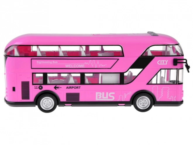 Pink Double-Decker Bus with Sound and Light Effects