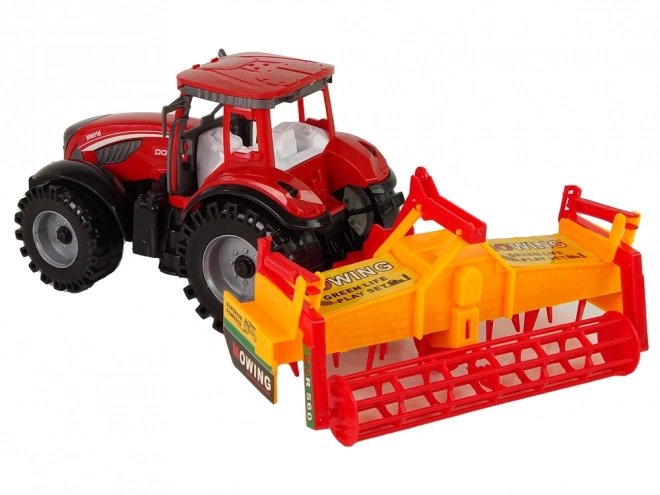 Friction-Powered Red Tractor with Cultivator