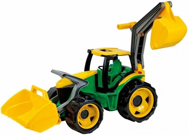 Green And Yellow Tractor With Loader And Backhoe