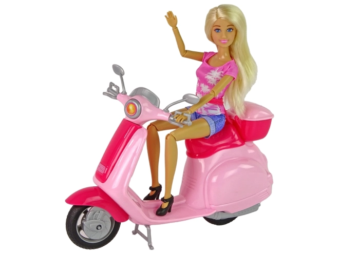 Doll with Pink Scooter and Helmet