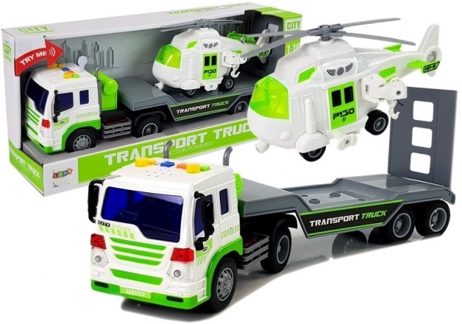 Battery Powered Transport Truck with Helicopter