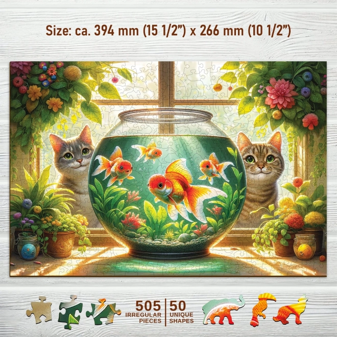 Wooden Puzzle Cats and Fish 505 Pieces