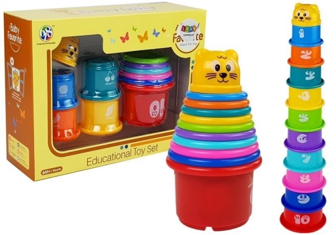 Rainbow Baby Stacking Cups With Kitten Designs