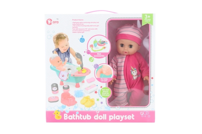 Baby Doll with Sound Bathtub and Accessories