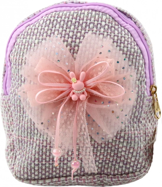 Gyermek hátizsák masnival és nyuszival lila 21 cm 2L