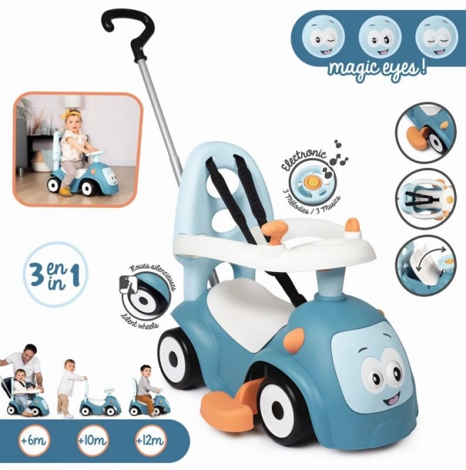 Smoby Push Along Ride-On 3-in-1 Blue