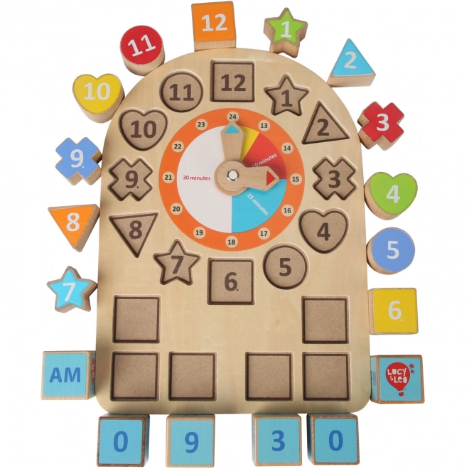 Wooden Educational Playboard with Clock and Shapes