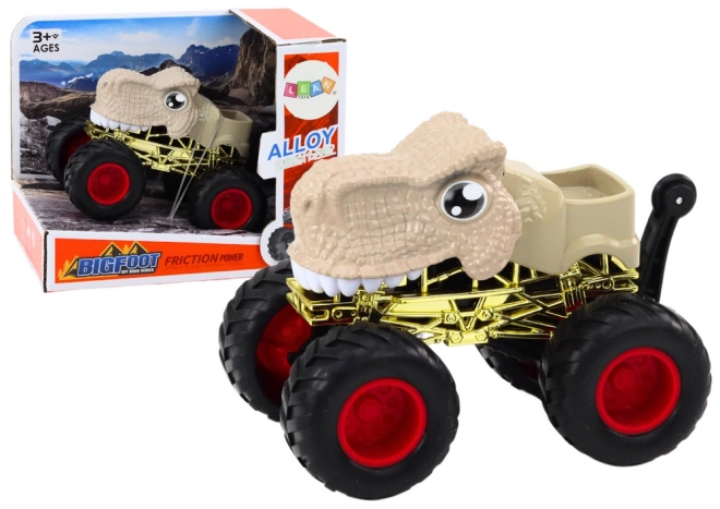 Off-Road Dinosaur Car with Large Rubber Wheels Beige