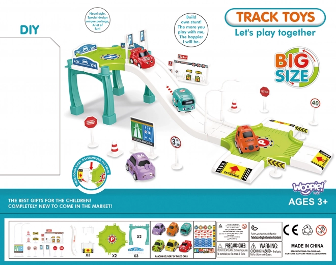 Woopie Parking Garage Playset with Gas Station and Traffic Signs