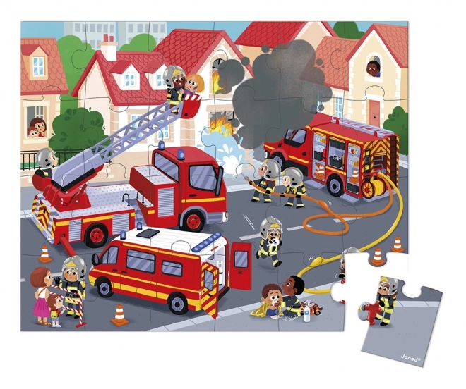 Janod Firefighter Puzzle in Suitcase 24 Pieces