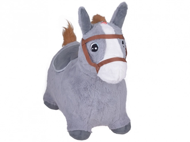 Inflatable Plush Riding Horse for Kids – Grey