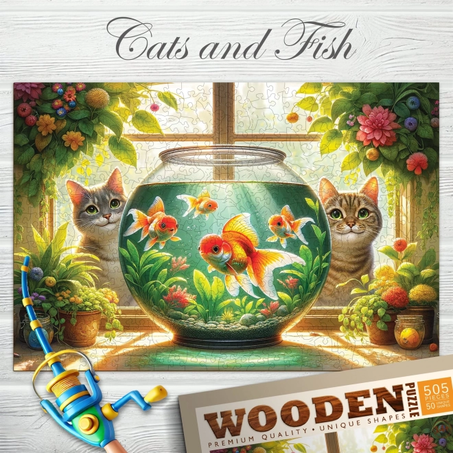 Wooden Puzzle Cats and Fish 505 Pieces