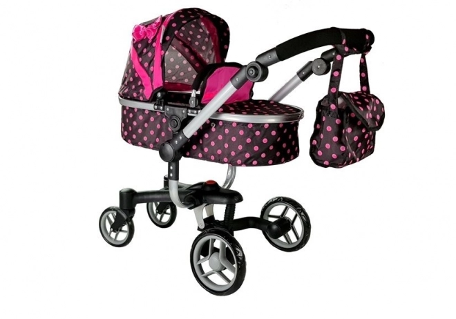 Doll Stroller Alice Black with Pink Polka Dots