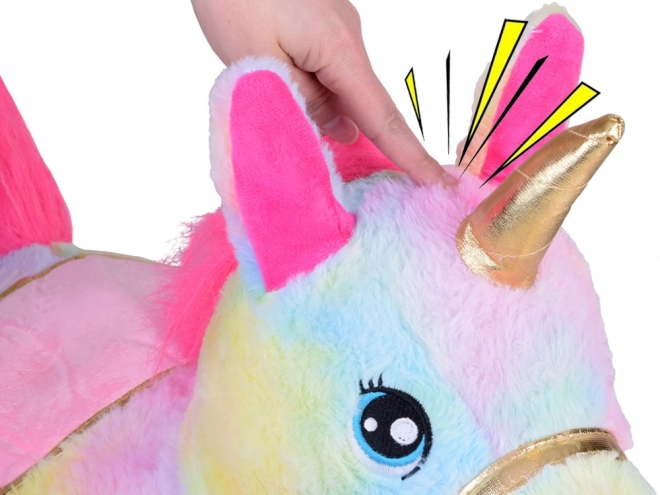 Inflatable Rainbow Unicorn Bouncer with Plush Cover and Pump