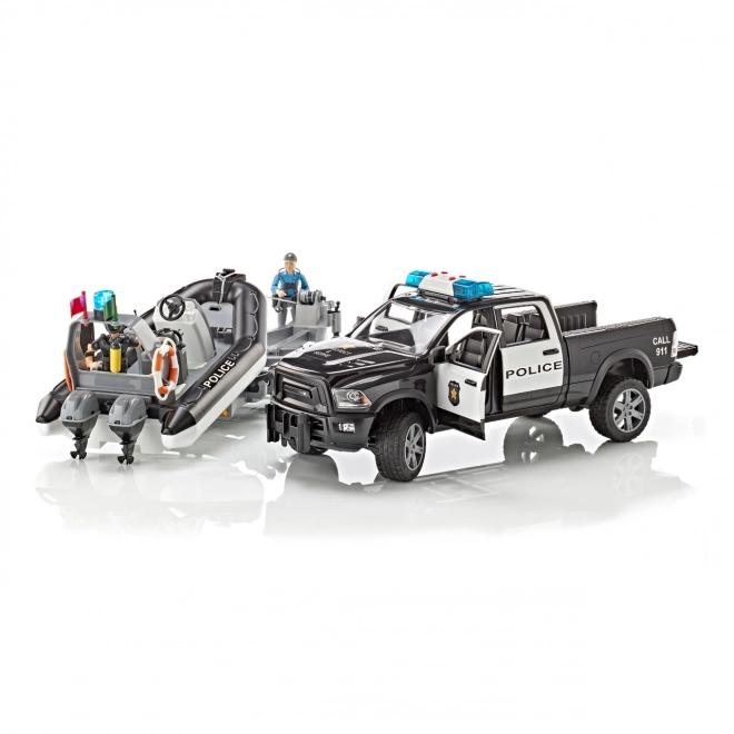 Bruder Police Car with Boat and Figures