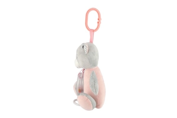 Wind-up Music Box Plush Bear 18x17cm Pink on Card in Bag 0+