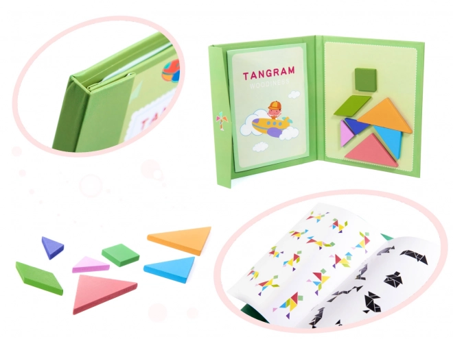 Magnetic Tangram Puzzle Book 3D Wooden Blocks